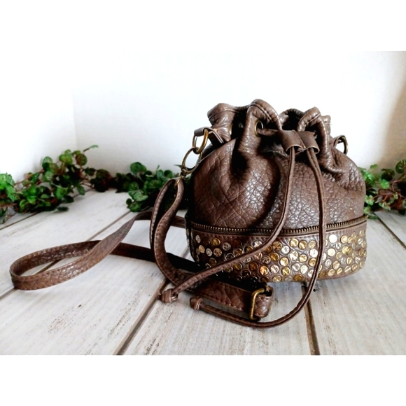 Under One Sky Handbags - Under One Sky Accented Crossbody Bucket Bag